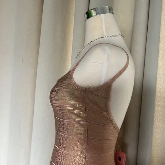 NEW  DIOR BELLA Gold Rose Bandage Dress Size XS - Picture 6 of 13